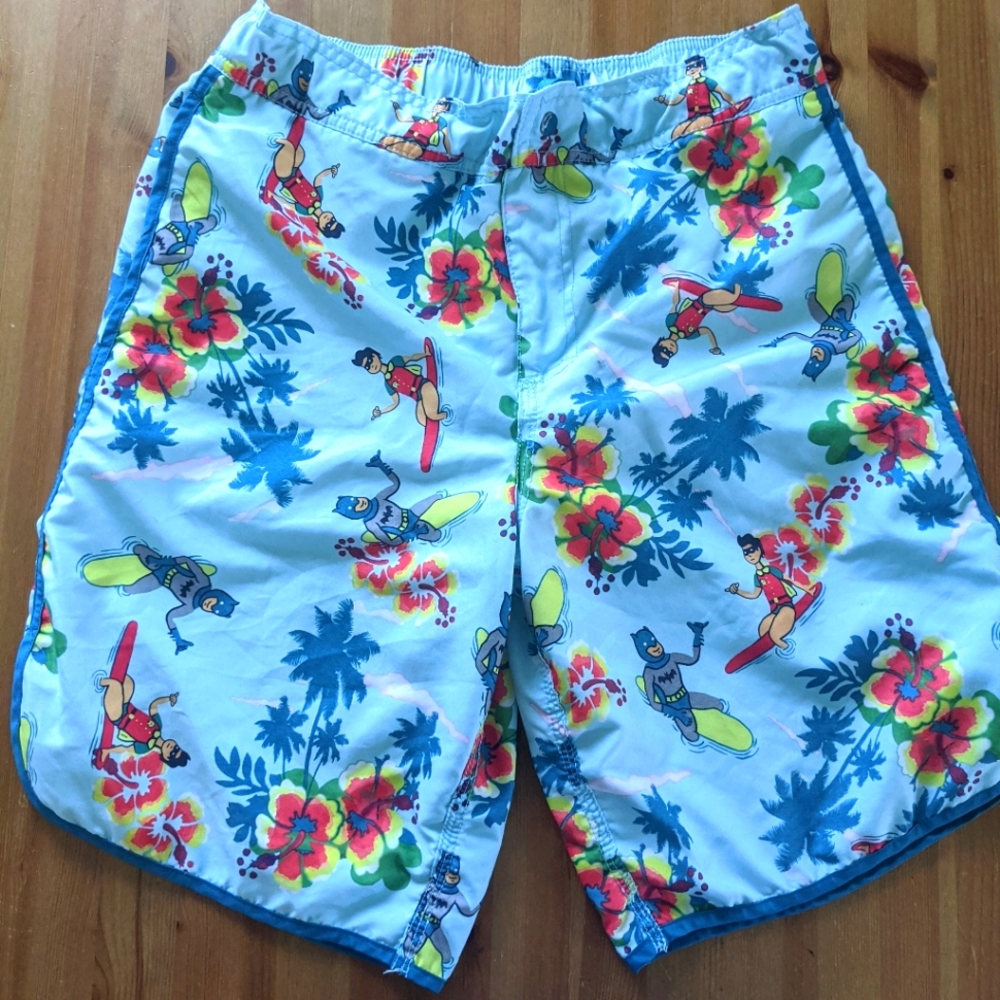 Batman Robin Swim Trunks Surf Board Mesh Shorts DC Comics Hawaiian Men’s Medium
